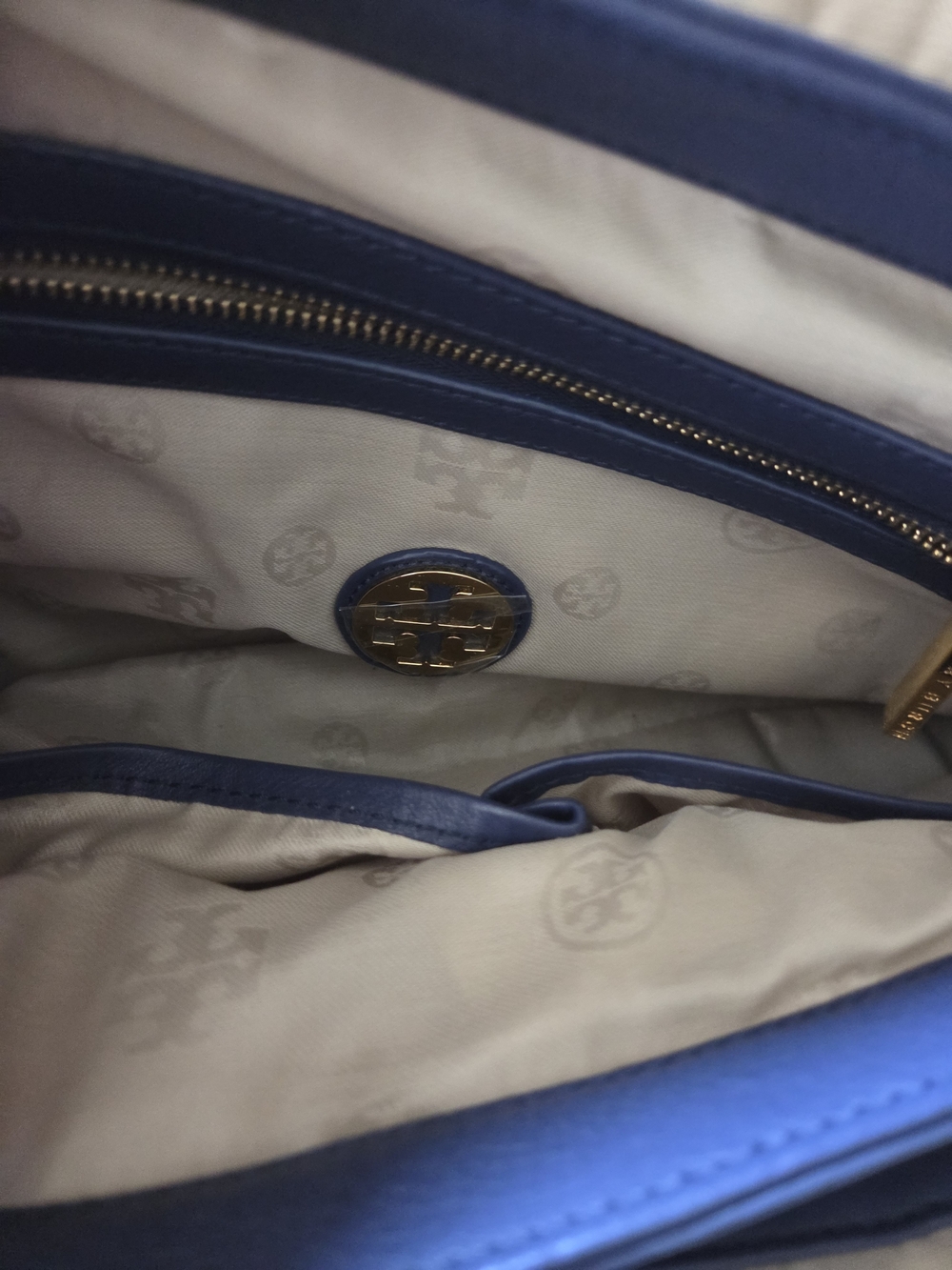 Tory Burch Blue Leather Satchel with Gold Hardware And Wallett - Picture 8 of 12